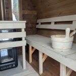 Home sauna met opgiet emmer