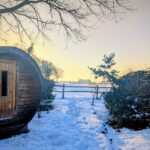 Home winteruitzicht vanaf de sauna